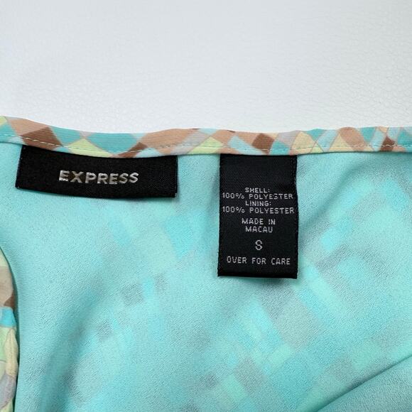 Y2K Express Asymmetric Skirt Size Small Light Turquoise Geometric Fairy Whimsy - Picture 5 of 6